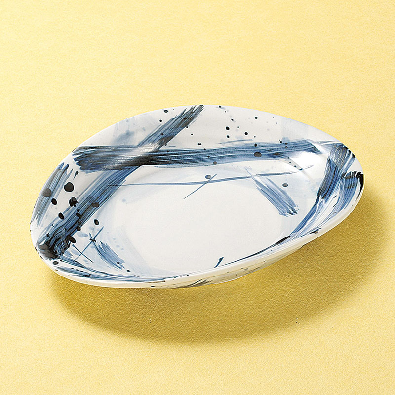 山万 23505-170 呉須格子たわみ9寸皿 1個(ご注文単位1個)【直送品】