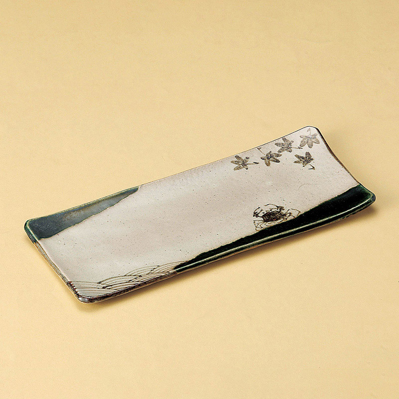 山万 23809-460 織部蟹絵長角皿 1個（ご注文単位1個）【直送品】