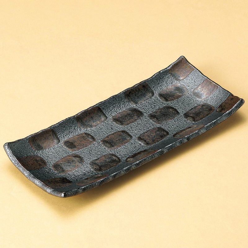 山万 24105-580 黒市松サンマ皿 1個（ご注文単位1個）【直送品】