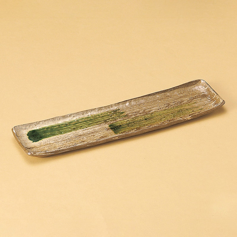 山万 24810-310 黄瀬戸オリベ石目さんま皿 1個（ご注文単位1個）【直送品】