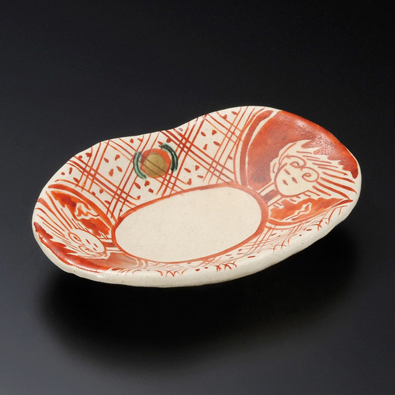 山万 25817-140 赤絵間取双子皿 1個(ご注文単位1個)【直送品】