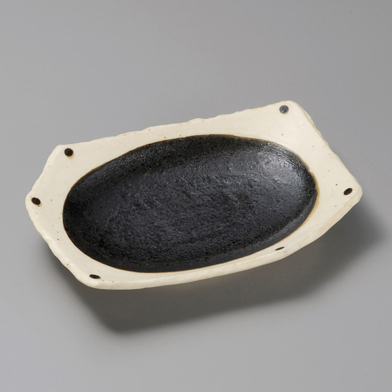 山万 23611-100 和黒ちぎり型 前菜皿 1個(ご注文単位1個)【直送品】