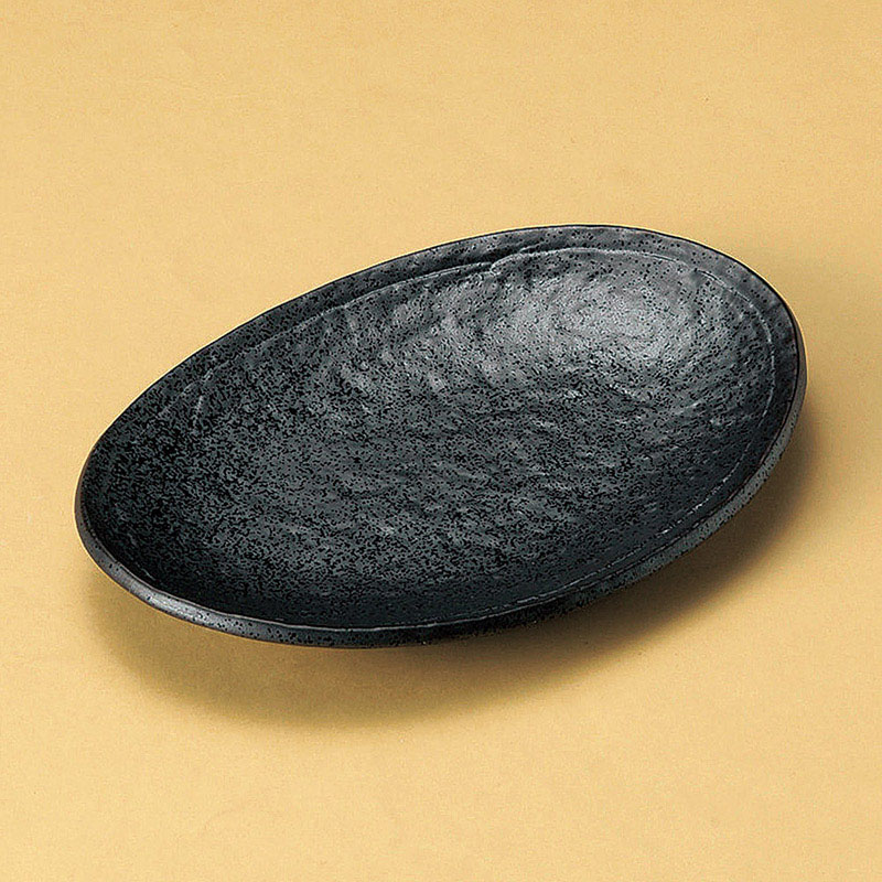 山万 26313-450 黒釉楕円皿 1個(ご注文単位1個)【直送品】