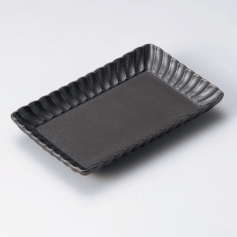 山万 27411-310 菊割 黒21cm長角皿 1個（ご注文単位1個）【直送品】