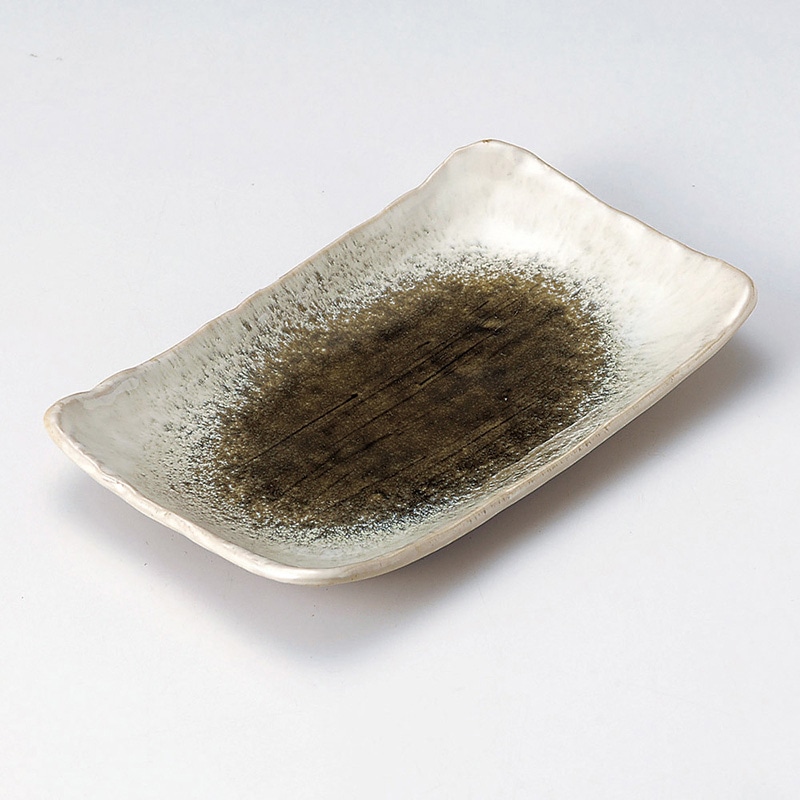 山万 27614-570 織部かすみ長角8.0皿 1個（ご注文単位1個）【直送品】
