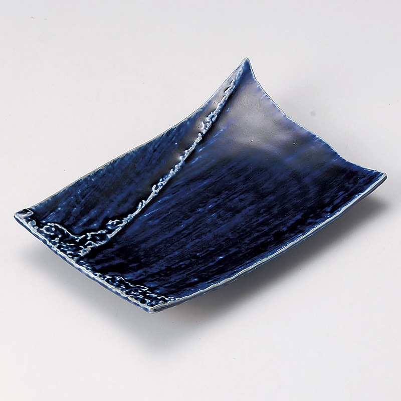 山万 27617-020 藍紺しぶき焼物皿 1個（ご注文単位1個）【直送品】