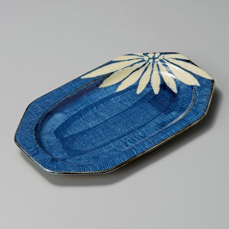 山万 27712-570 菊花布目八角22cm皿 1個(ご注文単位1個)【直送品】
