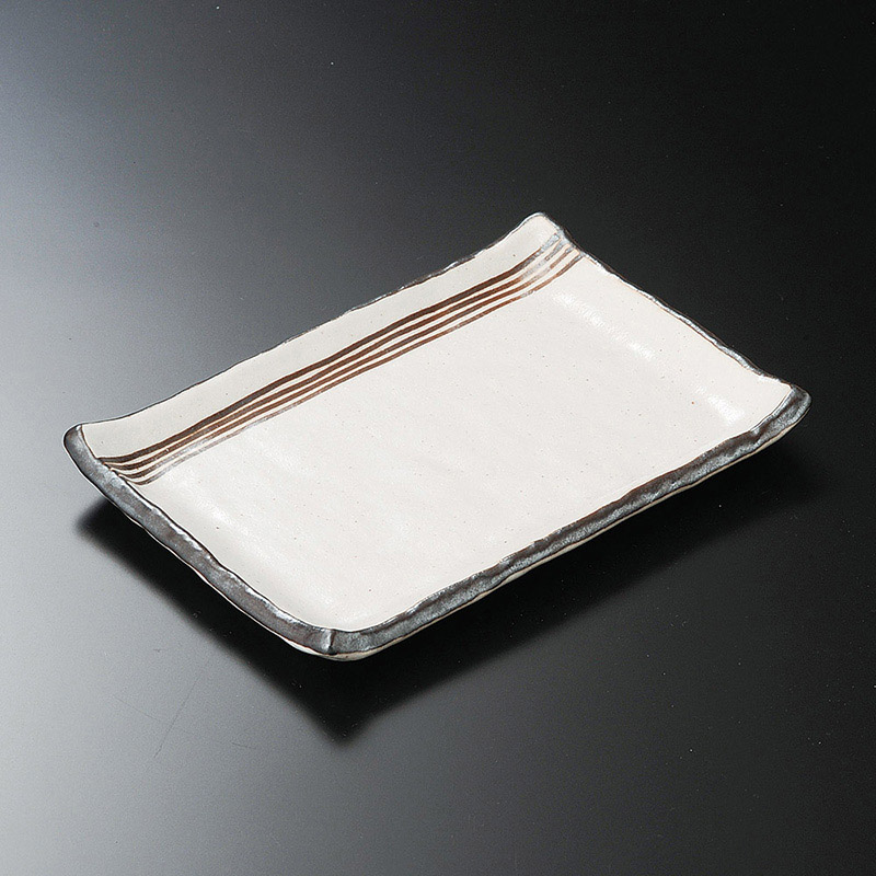 山万 27907-330 志野流線7寸長角皿 1個(ご注文単位1個)【直送品】