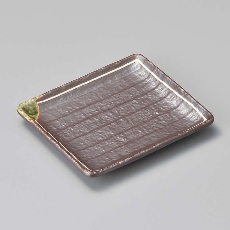 山万 28012-510 鉄釉白ライン60長角皿 1個(ご注文単位1個)【直送品】