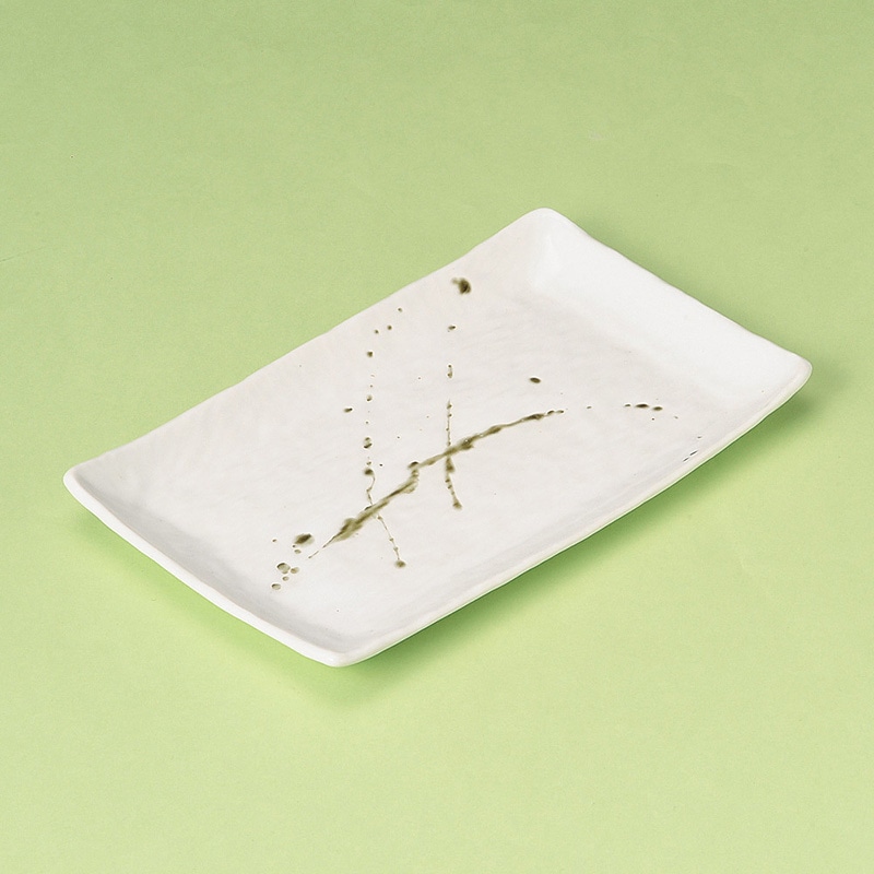 山万 28102-230 筆流 木肌焼物皿白 1個(ご注文単位1個)【直送品】