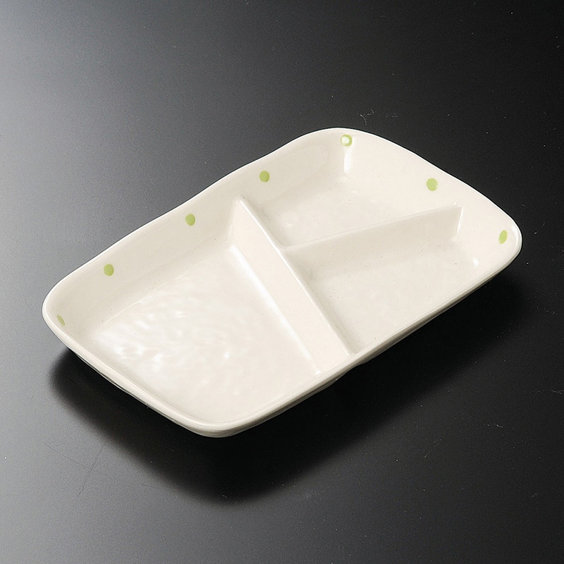 山万 28404-510 ドットグリーン仕切ランチプレー 1個（ご注文単位1個）【直送品】
