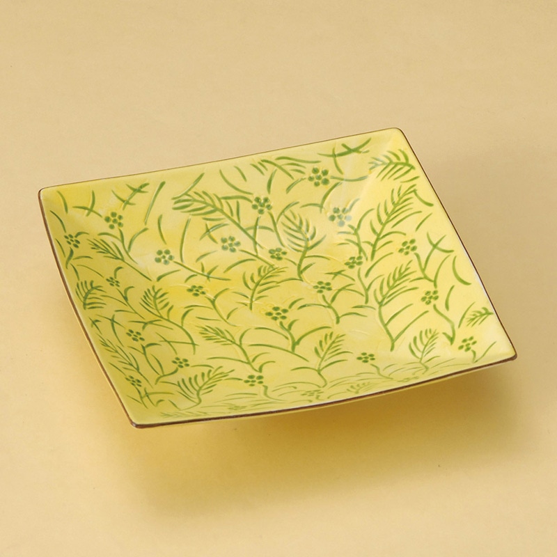 山万 29304-290 黄交趾若草角和皿 1個（ご注文単位1個）【直送品】