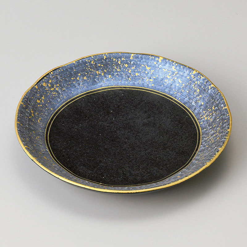山万 29801-290 黒釉青金彩5.0皿 1個（ご注文単位1個）【直送品】