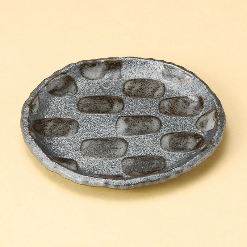 山万 29921-330 黒市松6.0丸皿 1個（ご注文単位1個）【直送品】