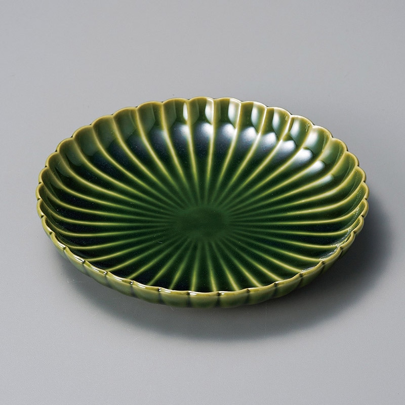 山万 30857-570 織部菊型5寸皿 1個（ご注文単位1個）【直送品】