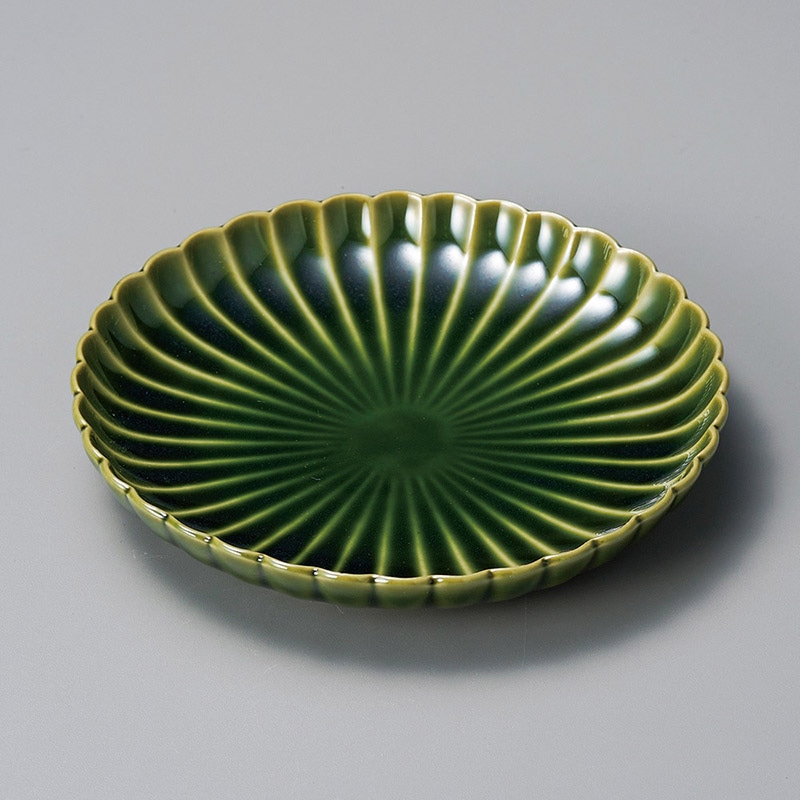 山万 30858-570 織部菊型4寸皿 1個（ご注文単位1個）【直送品】