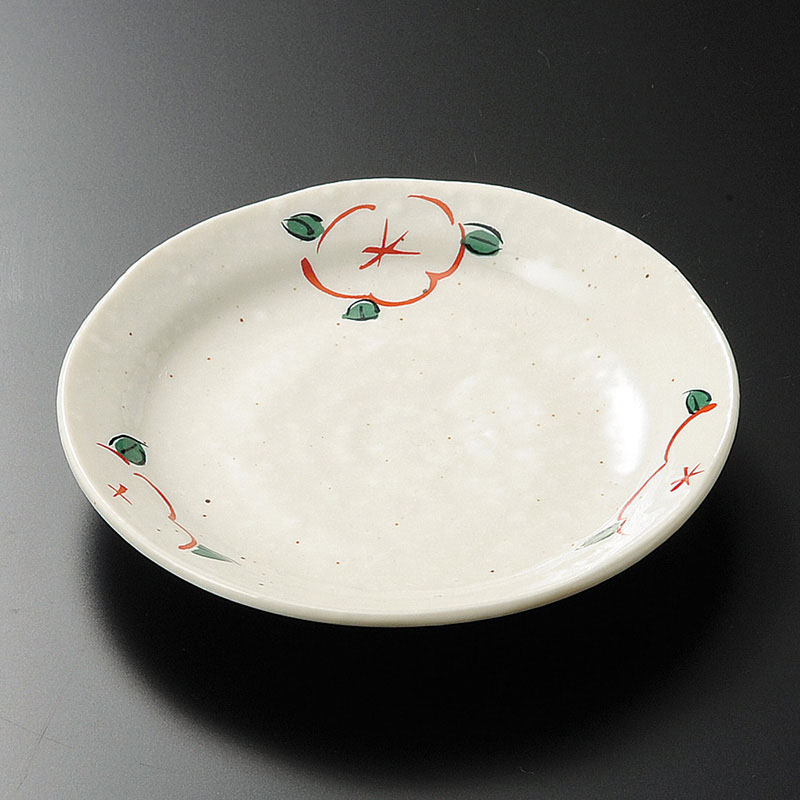 山万 30315-580 雪粉引赤絵花4.0丸皿 1個（ご注文単位1個）【直送品】