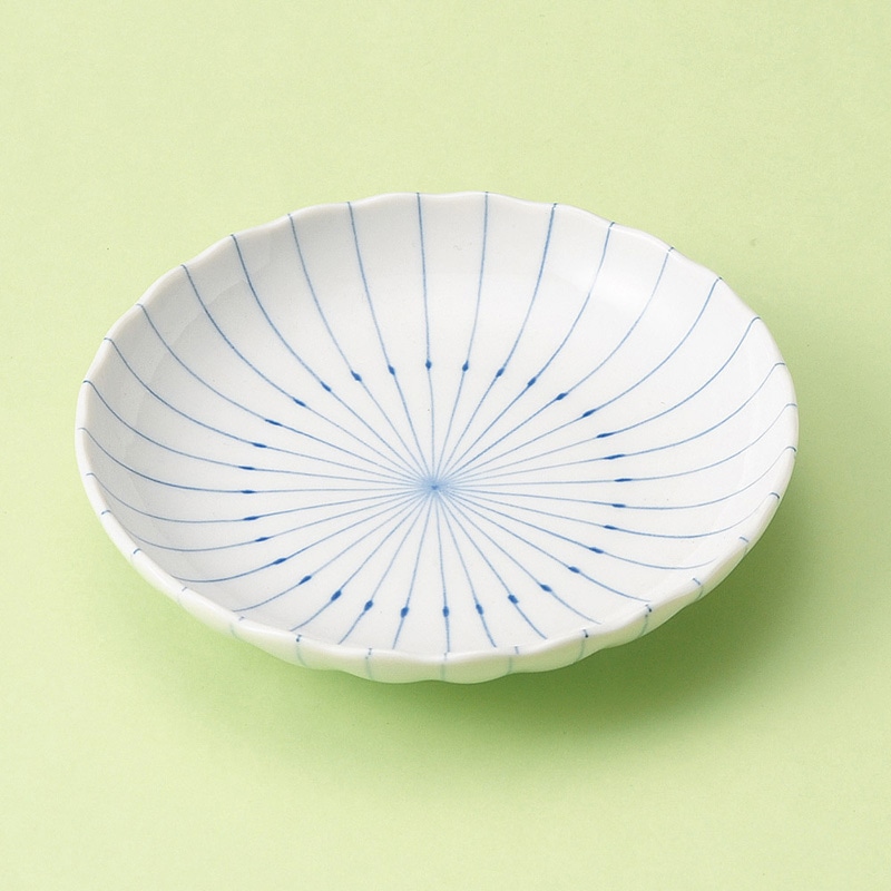 山万 30932-190 ピンストライプ菊型5.0皿 1個（ご注文単位1個）【直送品】