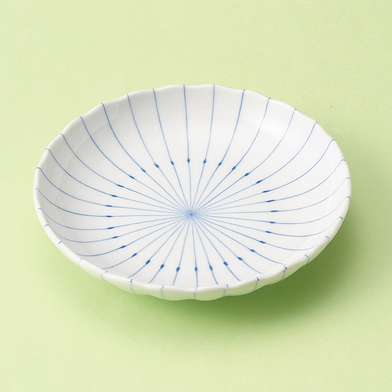 山万 30934-190 ピンストライプ菊型3.0小皿 1個（ご注文単位1個）【直送品】