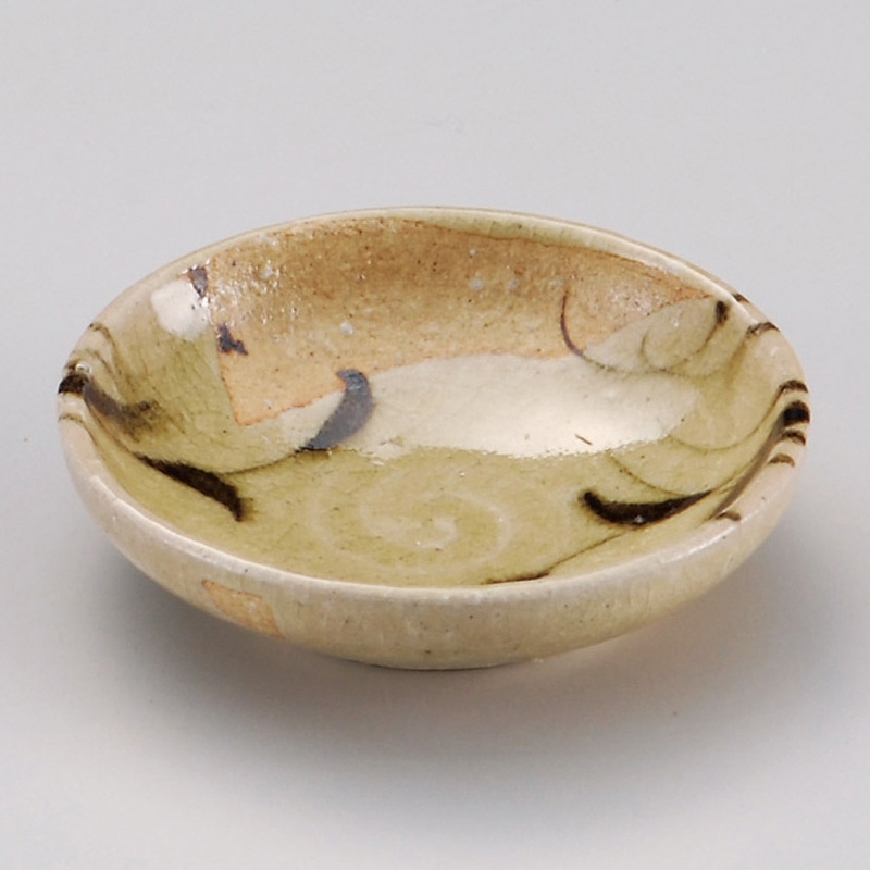 山万 31311-170 黄灰釉草花花紋小皿 1個(ご注文単位1個)【直送品】