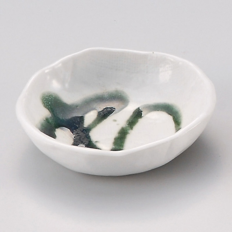 山万 31514-170 白マット織部流し豆皿 1個(ご注文単位1個)【直送品】