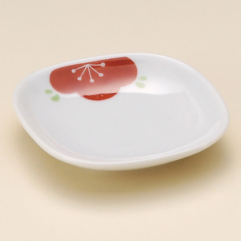 山万 31708-730 紅梅四方姫小皿 1個(ご注文単位1個)【直送品】