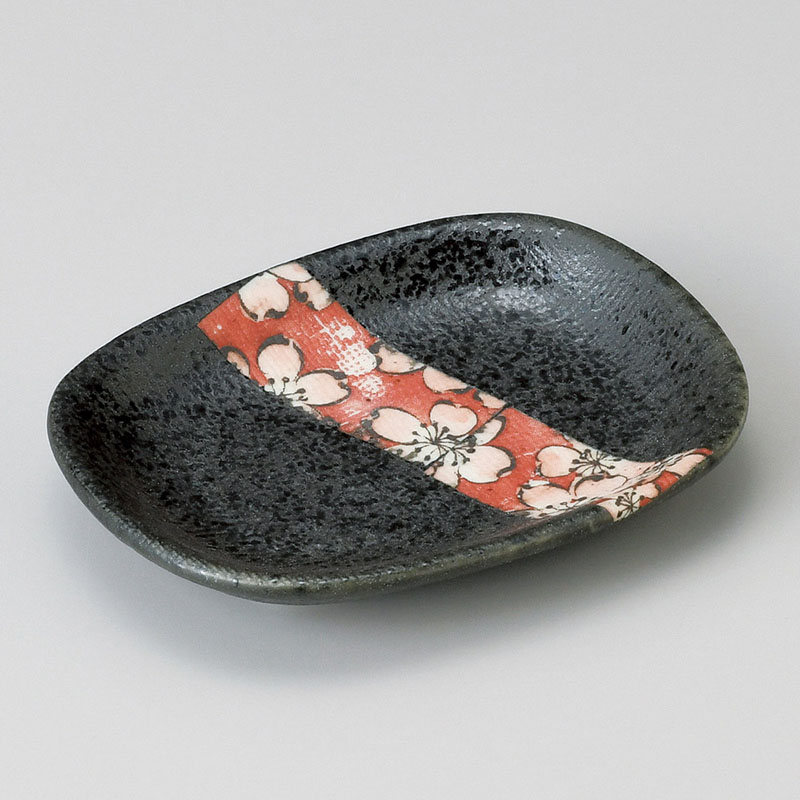 山万 32112-580 桜帯撫角小皿 1個(ご注文単位1個)【直送品】