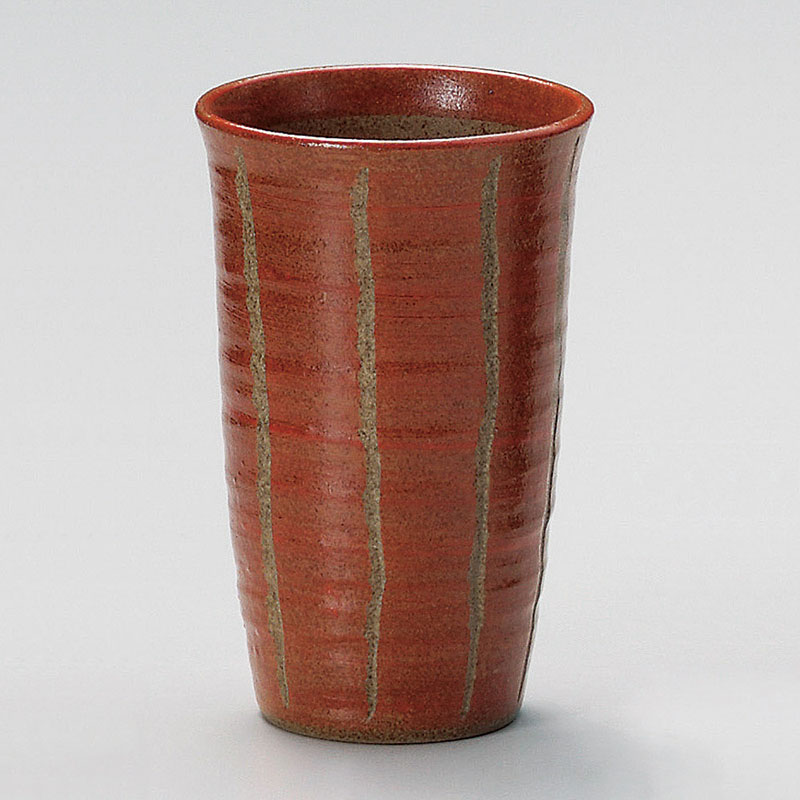 山万 32810-570 彫十草フリーカップ(大)赤 1個（ご注文単位1個）【直送品】