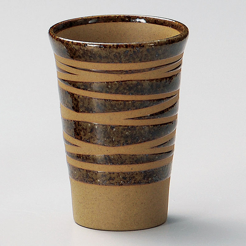 山万 32908-310 土物ウズフリーカップ茶 1個（ご注文単位1個）【直送品】