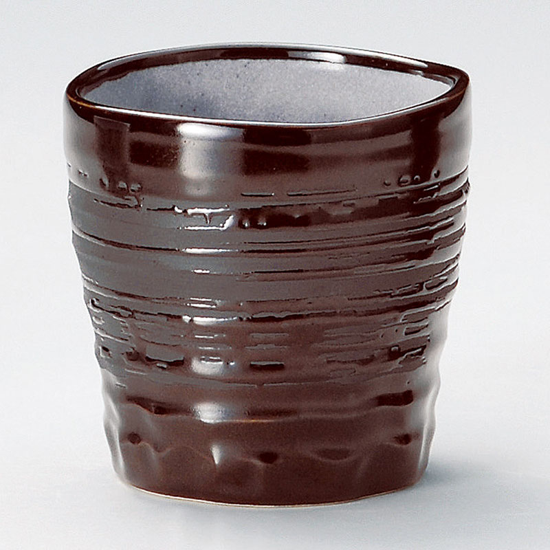 山万 33130-180 アメ釉刷毛目焼酎カップ 1個(ご注文単位1個)【直送品】