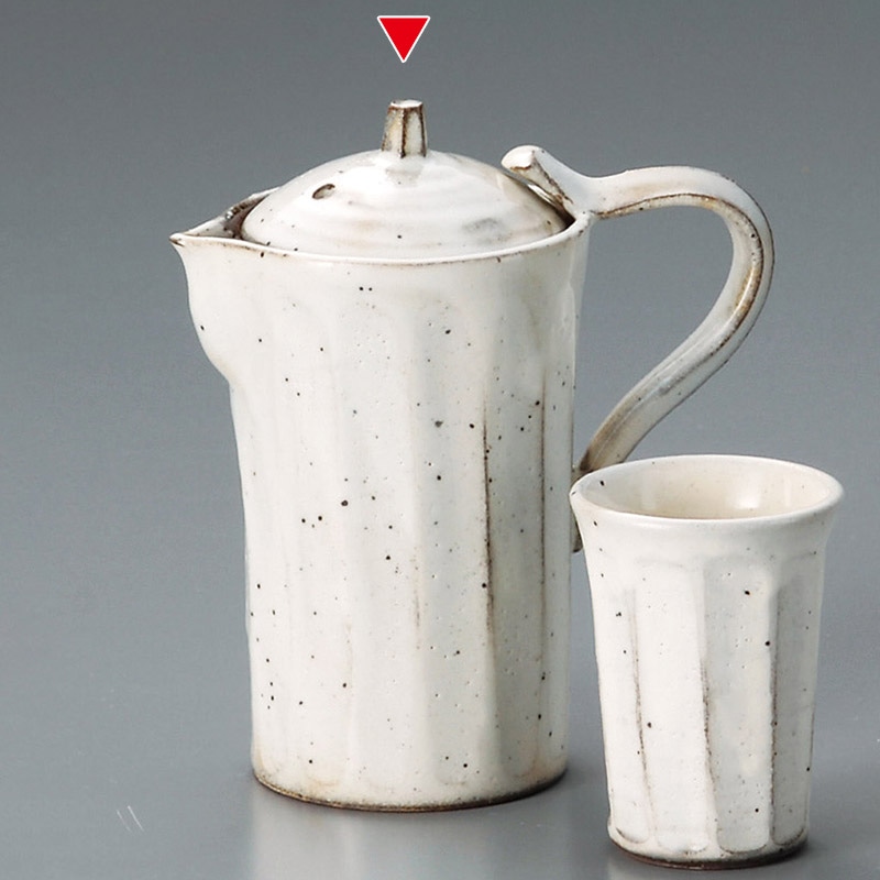 山万 33425-330 粉引面取冷酒器 1個(ご注文単位1個)【直送品】