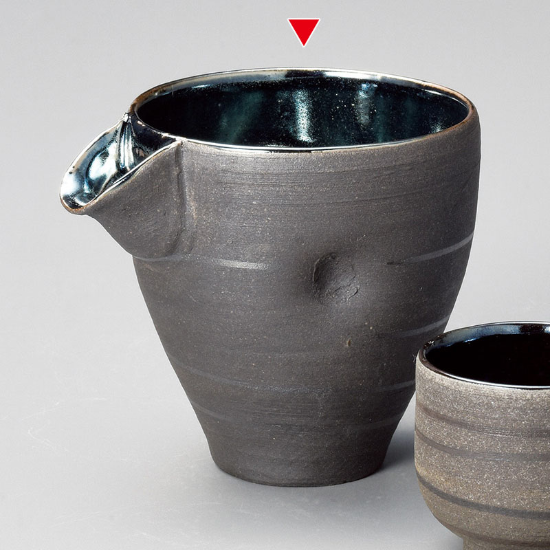 山万 33522-660 光彩黒焼〆片口冷酒器 長 信楽 1個(ご注文単位1個)【直送品】