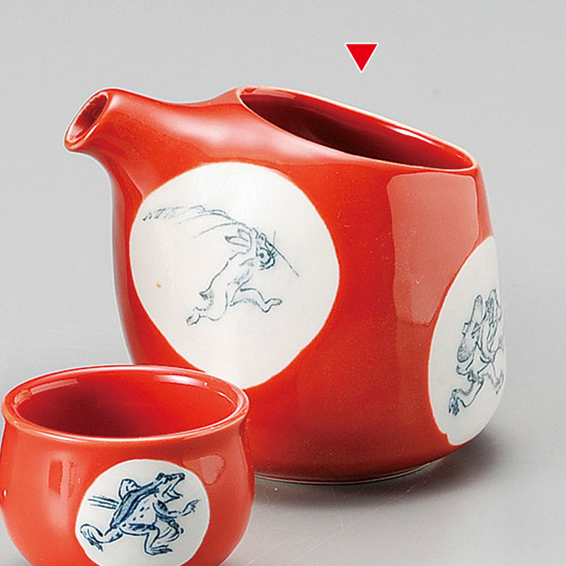 山万 33620-460 鳥獣戯画袋酒器ワイド(赤) 1個（ご注文単位1個）【直送品】
