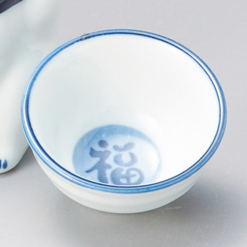 山万 33833-190 招き猫(丸福)盃 1個（ご注文単位1個）【直送品】