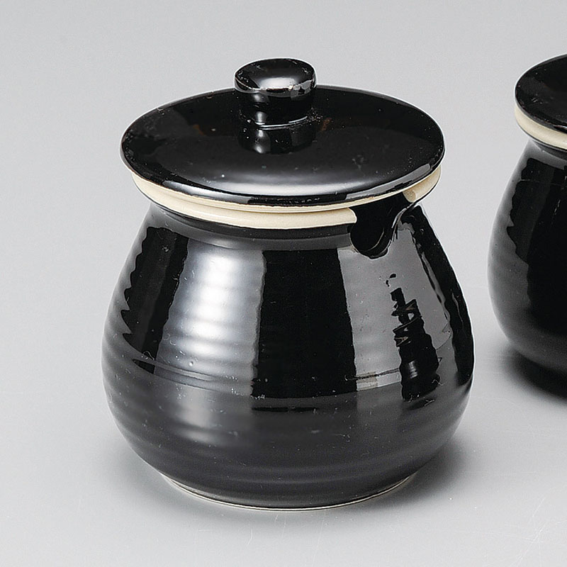 山万 35513-460 黒釉ソース入(大) 1個(ご注文単位1個)【直送品】