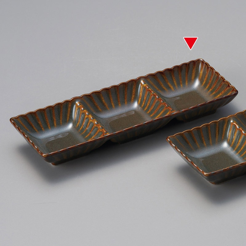 山万 36909-020 かすみ 山藍3連皿 1個(ご注文単位1個)【直送品】