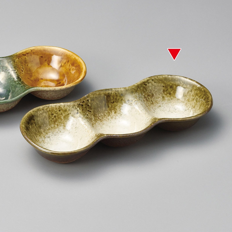 山万 37104-570 織部かすみ丸三品盛(大) 1個（ご注文単位1個）【直送品】