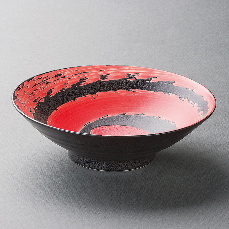 山万 37219-170 朱嵐黒御影8.0麺鉢 1個（ご注文単位1個）【直送品】