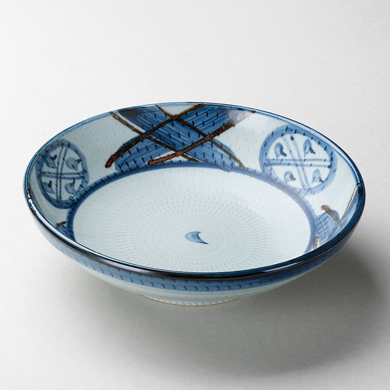 山万 37309-170 錆格子丸紋トチリ7.0麺皿 1個（ご注文単位1個）【直送品】