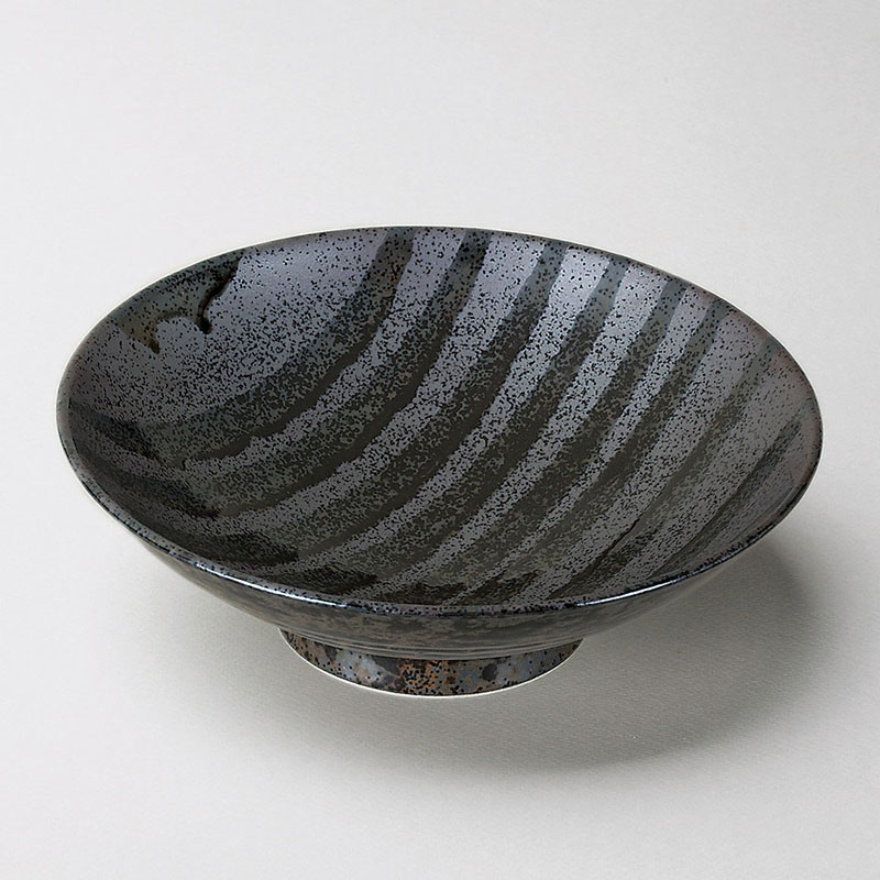 山万 37302-170 流彩ライン黒8.0麺鉢 1個（ご注文単位1個）【直送品】