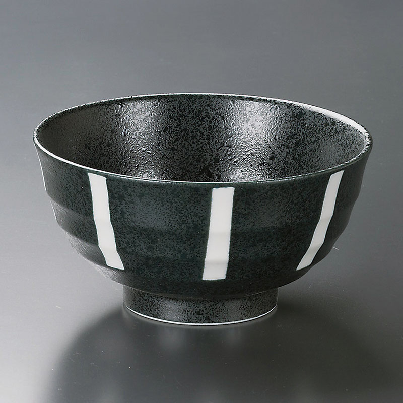 山万 38217-190 黒結晶ストライプ5.5多用丼 1個（ご注文単位1個）【直送品】