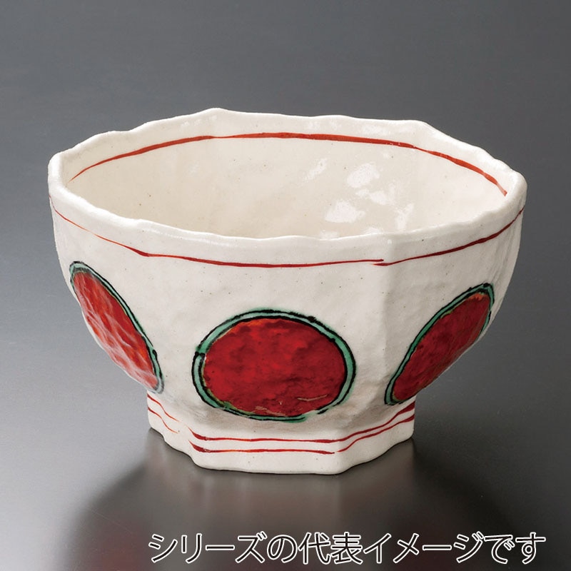 山万 38401-180 赤絵丸紋六角6.0丼 1個（ご注文単位1個）【直送品】