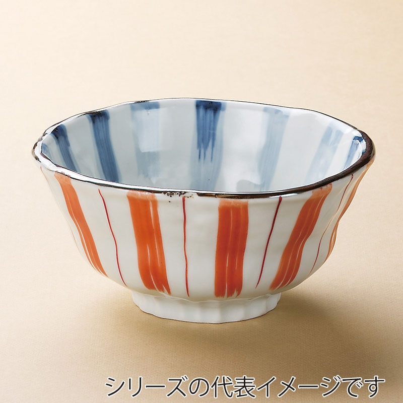 山万 38414-250 赤絵十草変型5.5丼 1個（ご注文単位1個）【直送品】