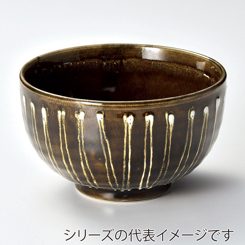 山万 38616-180 黒釉白一珍夏目5.5丼 1個（ご注文単位1個）【直送品】