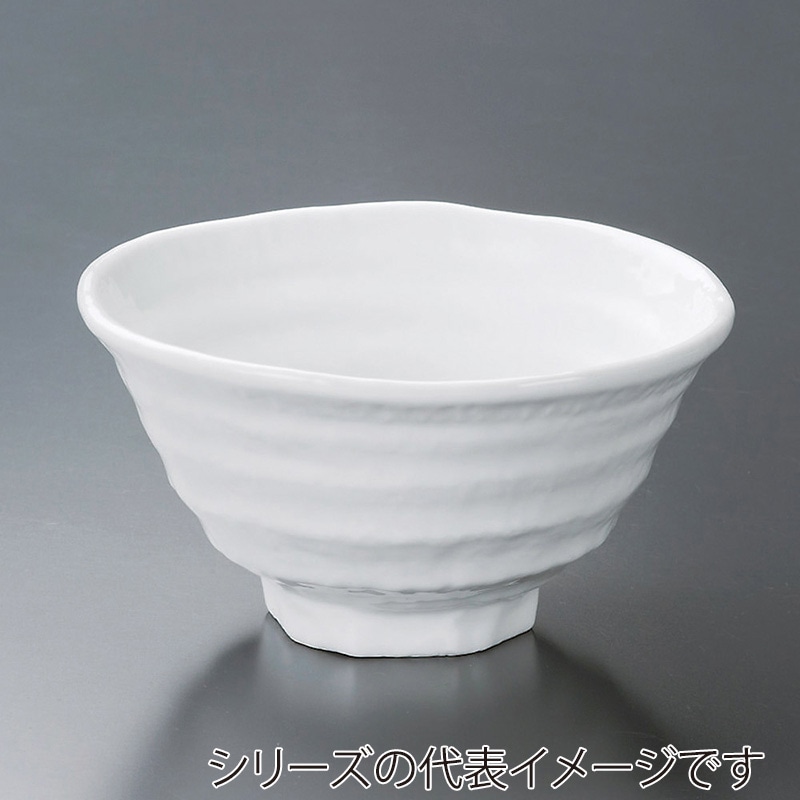 山万 39243-240 白強化ろくべ茶碗(中) 1個（ご注文単位1個）【直送品】