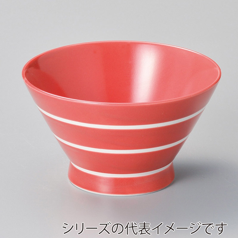 山万 39423-730 ボーダーくらわんか丼 赤 有田 1個(ご注文単位1個)【直送品】