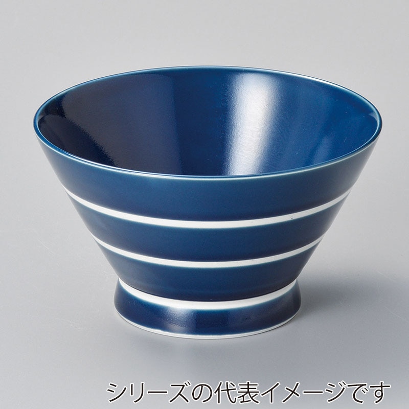 山万 39422-730 ボーダーくらわんか碗 青 有田 1個(ご注文単位1個)【直送品】