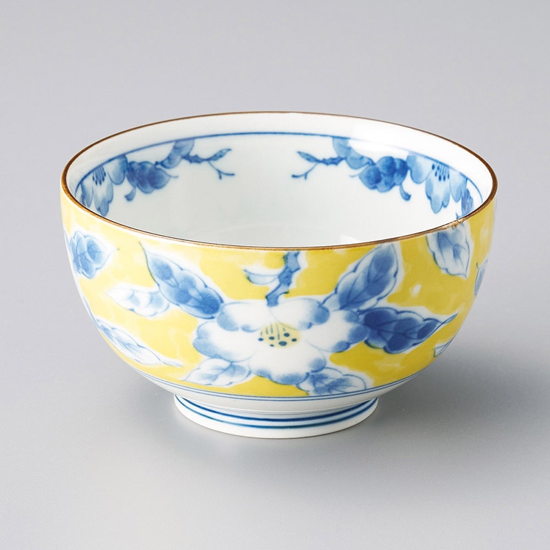 山万 39634-310 黄彩花紋お好み丼(小) 1個(ご注文単位1個)【直送品】