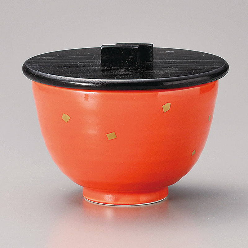 山万 40501-250 オレンジ釉金粉姫丼蓋付飯器 1個(ご注文単位1個)【直送品】