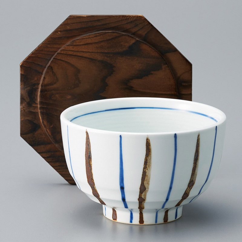 山万 40516-550 染付二色十草飯器蓋付 1個(ご注文単位1個)【直送品】